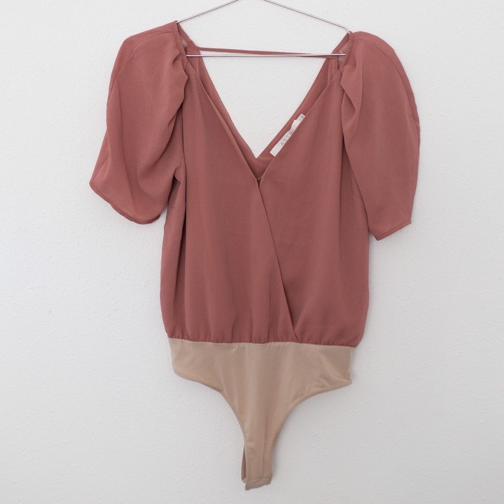 Astr Mauve and Beige Bodysuit